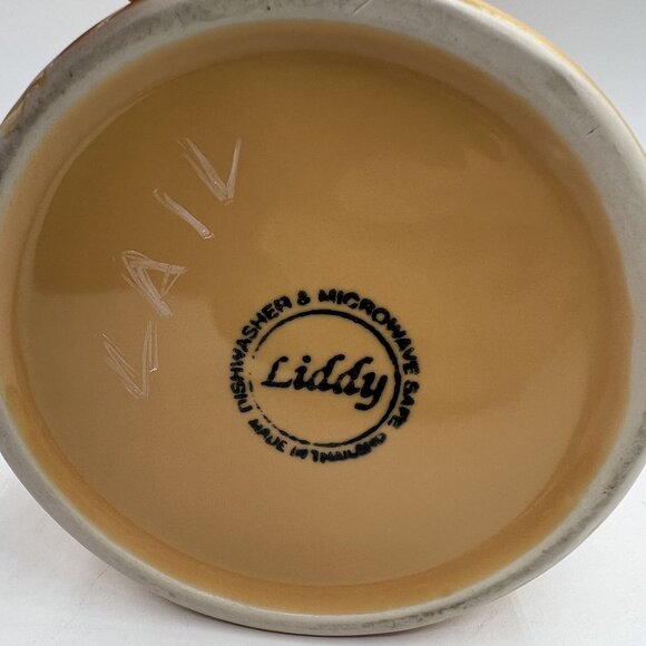 Vintage RARE Liddy Yellow Ceramic Retro Pitcher Floral Artist Signed Collectable - Picture 8 of 9